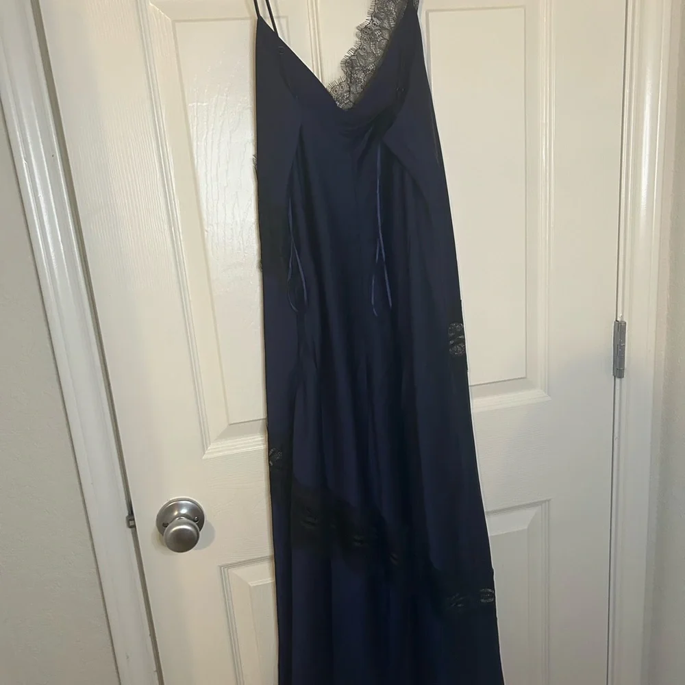 House of Harlow 1960 Dark blue Asymmetrical Sheath Dress Spaghetti Strap - Picture 9 of 9